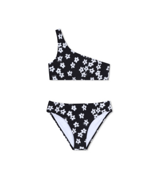 Czarne bikini w kwiaty
