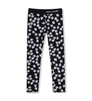 Czarne legginsy w kwiaty