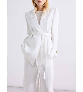 White faded linen blazer