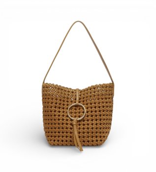 Bolso peque�o de tejido trenzado marr�n