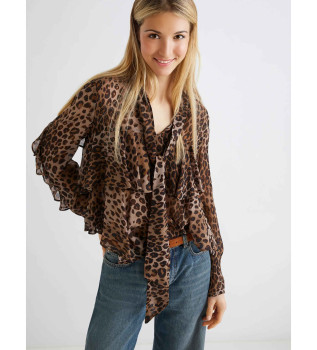 Chemise  volants  imprim animalier Gala