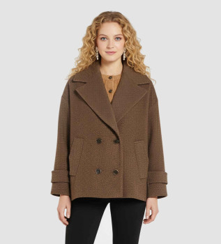 Fantino brown wool-blend straight coat