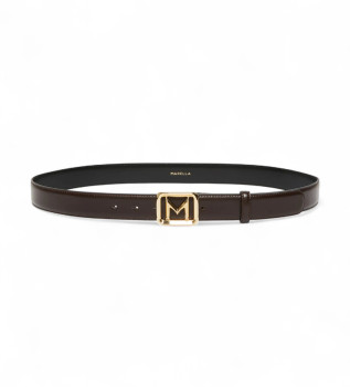 Ceinture en cuir marron avec boucle dore
