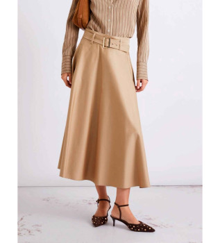 Falda de raso de algod�n el�stico hidrorrepelente Mlltappeto beige