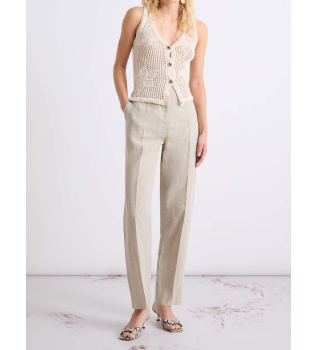 Beige linen chino trousers