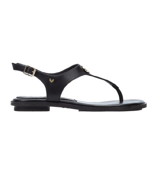 Mazzini Flat Leather Sandal 1535 Black