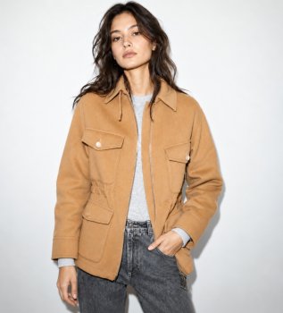 Jaqueta de campo em tecido duplo de lã Mcoleva bege