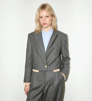 Giacca cropped in misto lana Mcofreccia grigio