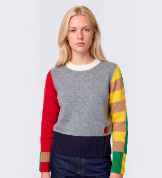 Pull en jersey affiné multicolore