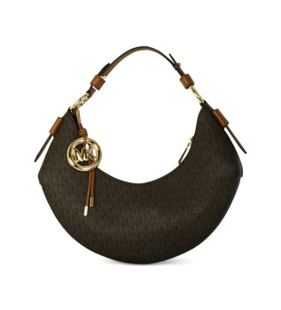 Brauner Halbmondbeutel mit Monogramm