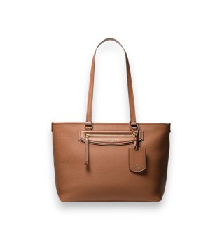 Bolsa tote Jet Set Travel média de couro granulado castanho