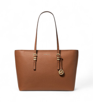 Grand sac fourre-tout Quinn en cuir grain marron