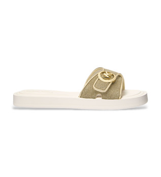 Chanclas con logo beige
