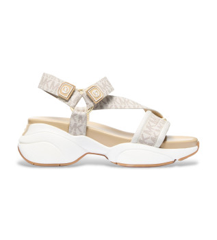 Sandales hautes en cuir beige