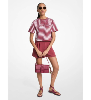 Krótka bawełniana koszulka w paski z czerwonym logo