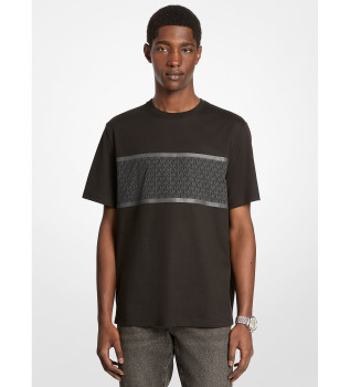T-shirt en coton avec rayures et logo noir