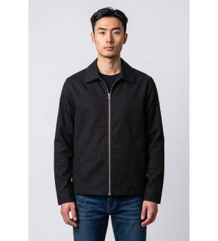 Langärmelige tropische Tech-Jacke mit Reißverschluss schwarz