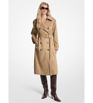 Trench-coat en coton mlang avec ceinture marron