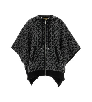 Poncho con cerniera monogramma nero