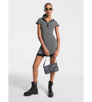 Hooded jacquard jurk met logo MK2000 zwart