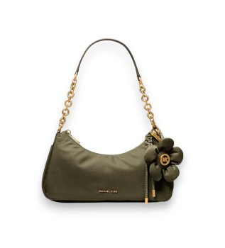 Bolsa Nolita média de nylon com corrente verde