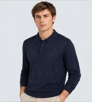 Core Merino Polo Midnight Blue