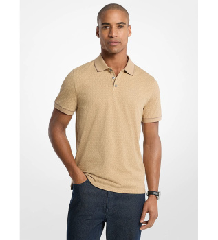 Polo in maglia liscia di cotone con logo beige