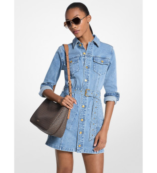 Mini robe en denim ceinture bleu