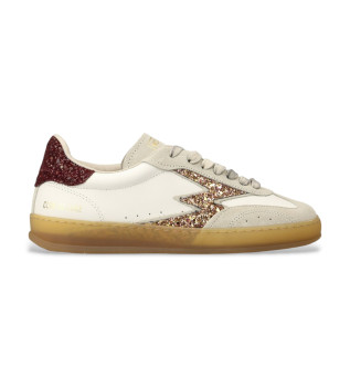 Leren sneakers Club beige, kastanjebruin