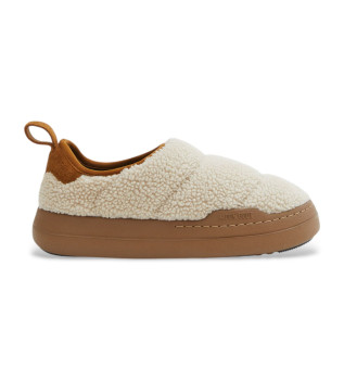 Park Puffer tofflor i lder beige, brun