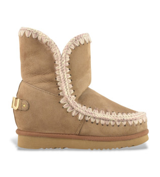 Skórzane buty za kostkę Inner WedgeSh duże metalowe logo brązowy