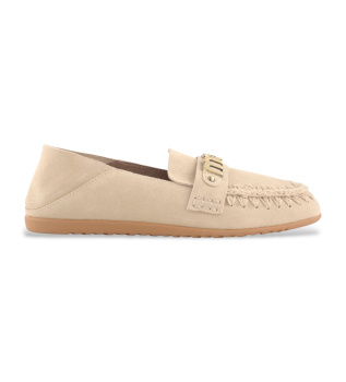 Beige slip-on loafers i mocka