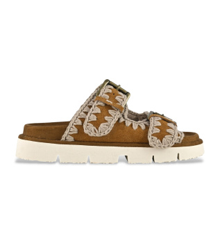 Sandalias de ante Bio two buckles marr�n