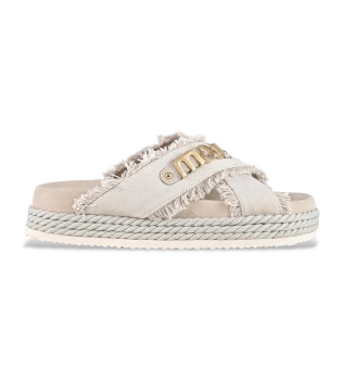 Sandalias de ante Criss-cross recycled canvas blanco roto
