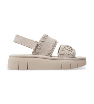 Sandali in pelle beige monocromatica