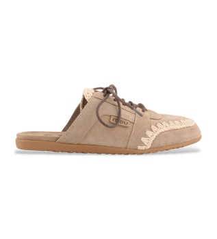 Zapatillas Sabot de ante beige