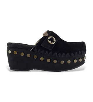 Zuecos de ante Clog plain negro