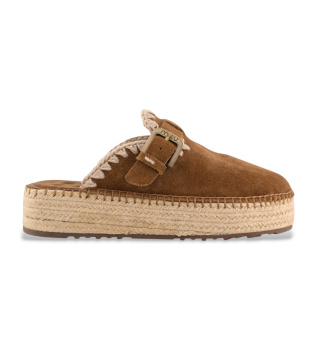 Zuecos de ante Jute clog plain marr�n