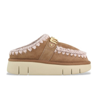 Sabots Bounce sabots en cuir logo en mtal marron, rose