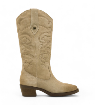 Bottes en cuir beige Teo