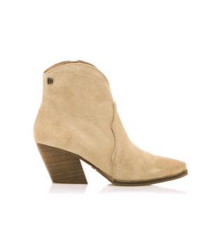 Bottines Missouri en cuir beige - Hauteur du talon 5cm