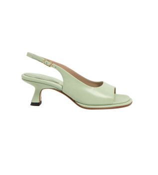 Zapatos de piel S3165 verde -Altura tacn 6cm-