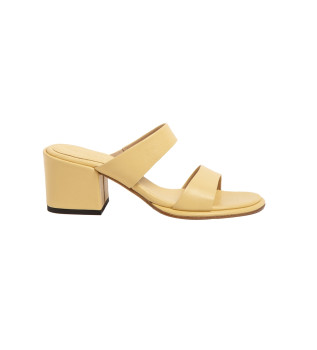 Sandales en cuir S3174 jaune - Hauteur du talon 6cm