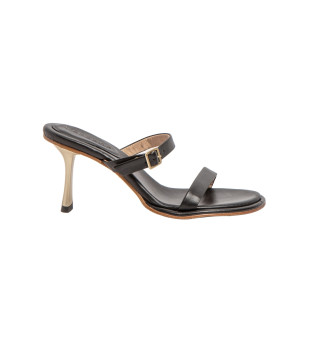 Sandalias de piel S3194 negro -Altura tacn 8cm-