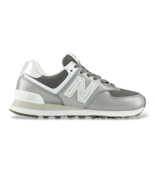 Sneakers in pelle 574 grigio metallizzato