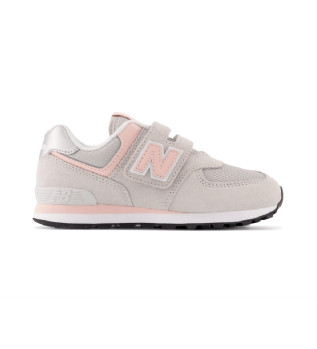 Buy New Balance Leather 574 Core Hook & Loop grey trainers