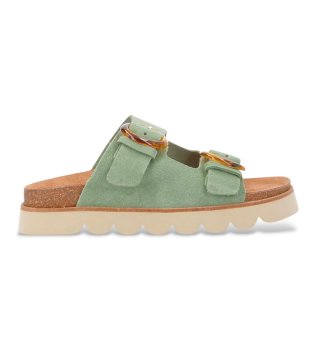 Sandali in pelle verde Sandy Slap