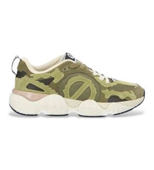Sneakers Krazze in pelle verde mimetica