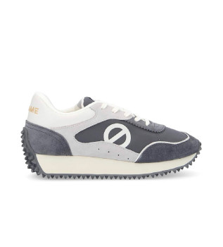 Punky jogger leather trainers with sustainable materials and grey serrated sole