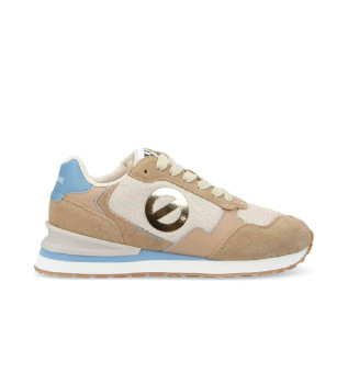 Zapatillas de piel  y lona Tova Runner con suela ligera beige